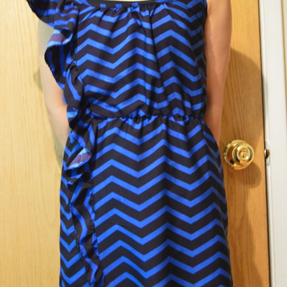 Striped One Shoulder Midi Dress